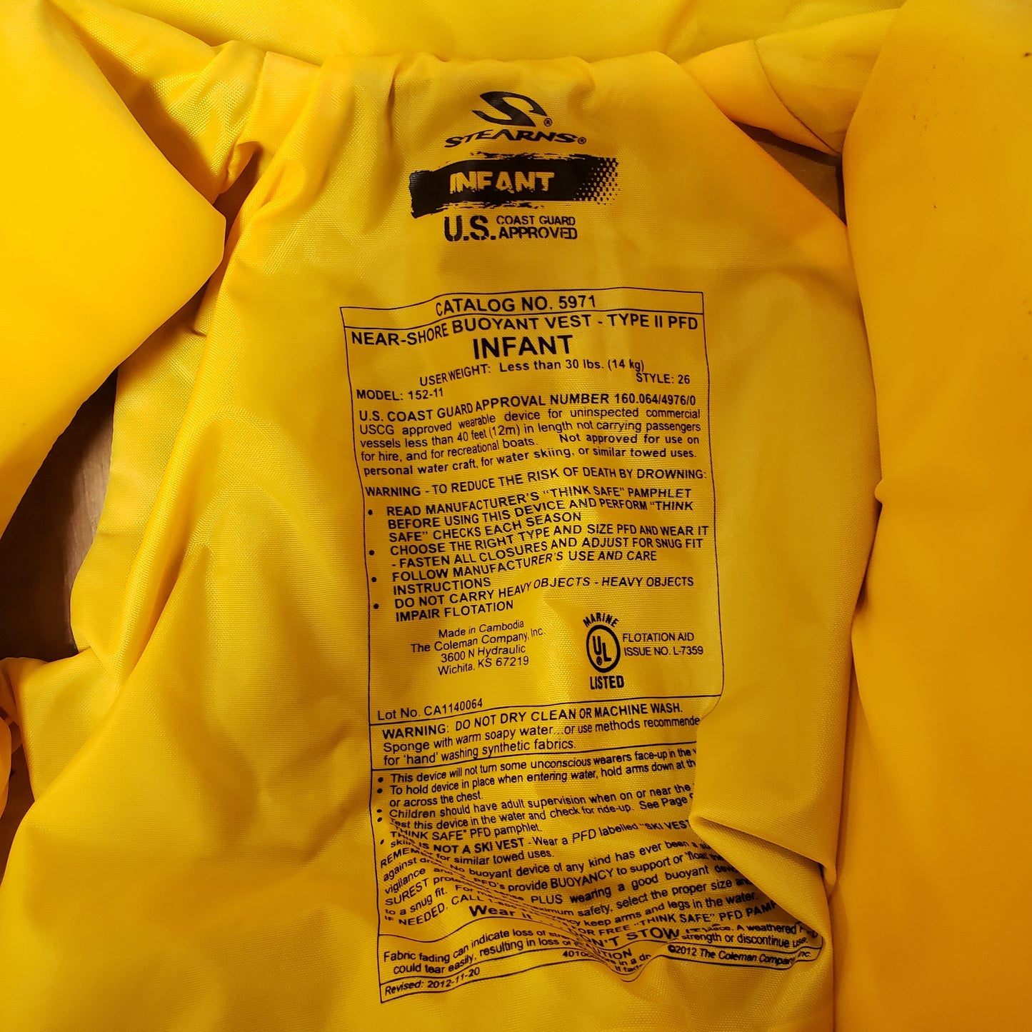 Stearns Infant PFD <30lbs
