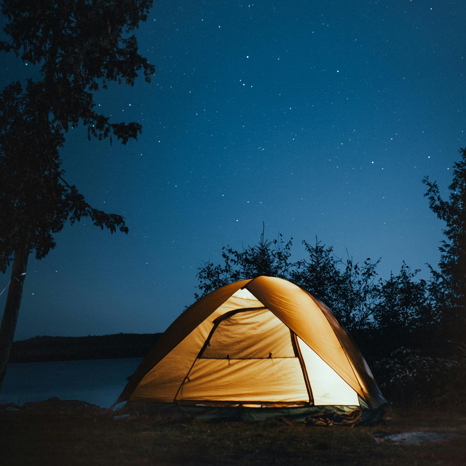 A tent under  the stars