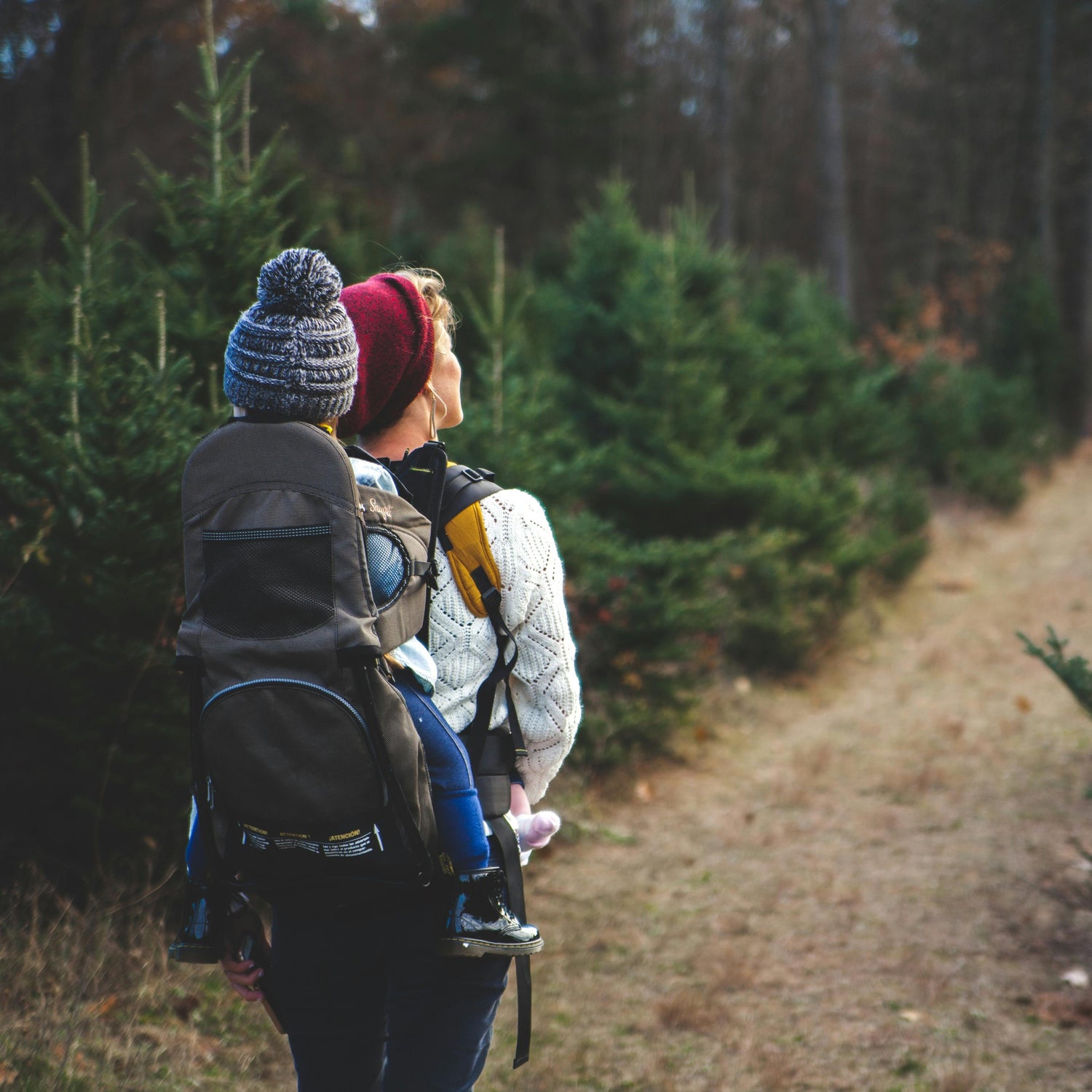 Hiker with kid carrier 