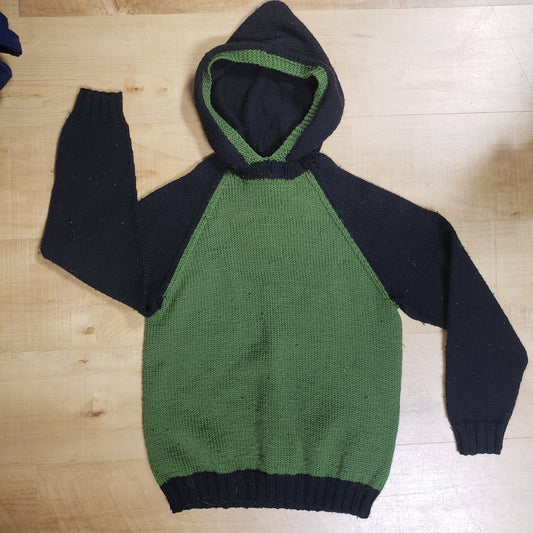 Handknit Washable Wool Hooded Sweater